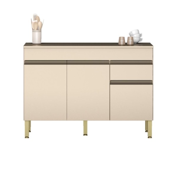 Encontraproduto.com.br - Balcão De Cozinha Com Tampo 1,20m 3 Portas 1 Gaveta Vanilla Line Kits Paraná