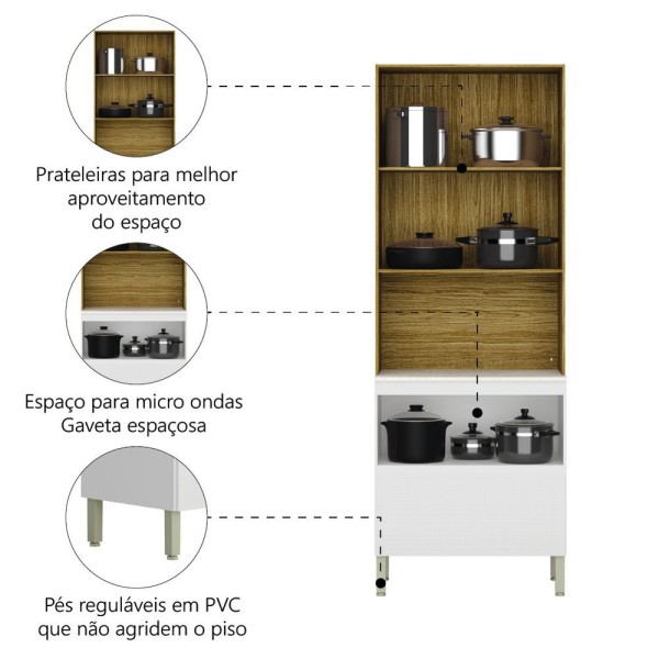 Encontraproduto.com.br - Paneleiro Torre Quente 3 Portas 1 Gavetas Art Kits Parana