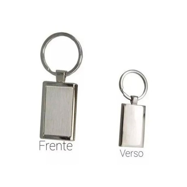 Encontraproduto.com.br - Kit 30 Chaveiro Retangular Metal Escovado Inox