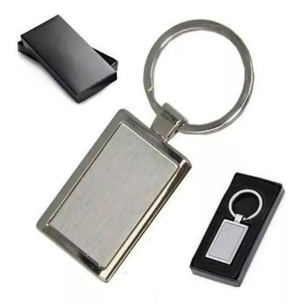 Encontraproduto.com.br - Kit 50 Chaveiro Retangular Metal Escovado Inox