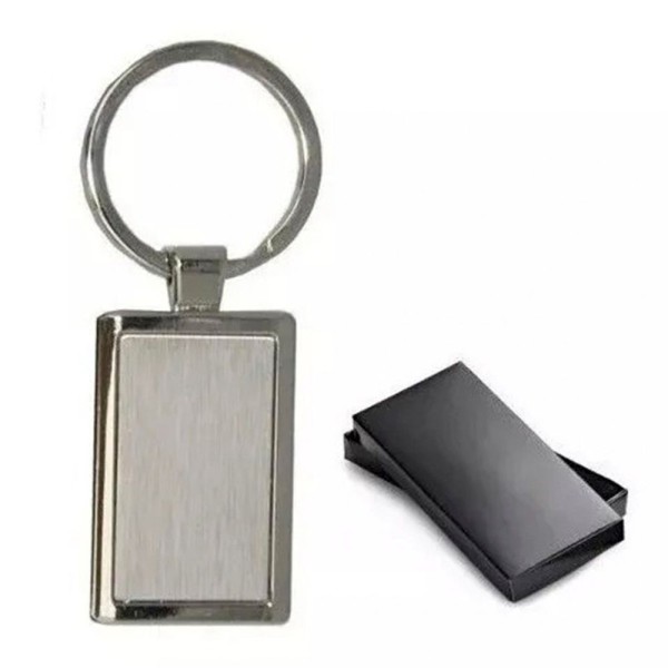 Encontraproduto.com.br - Kit 100 Chaveiro Retangular Metal Escovado Inox