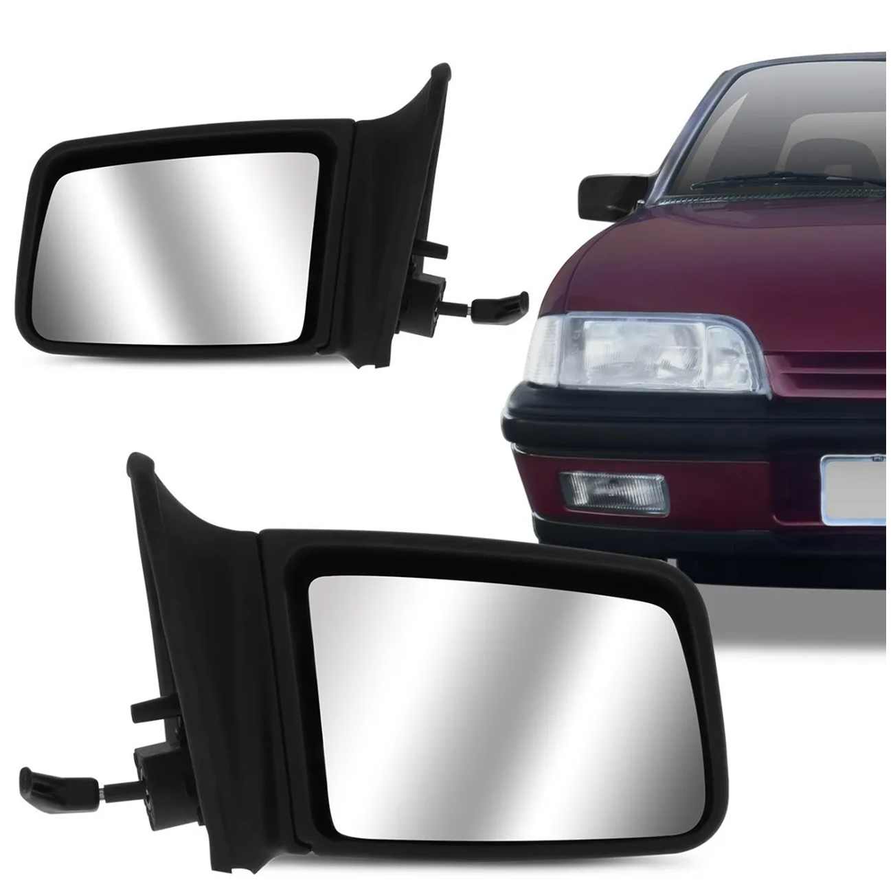 Retrovisor Manual Monza 94 95 96 97 com Controle e Espelho Preto