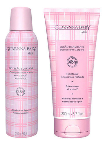 Encontraproduto.com.br - Kit Beleza Giovanna Baby Desodorante Aerossol Blanc Classic 150ml + Giovanna Baby Loção Hidratante Desodorante Blanc Classic 200ml