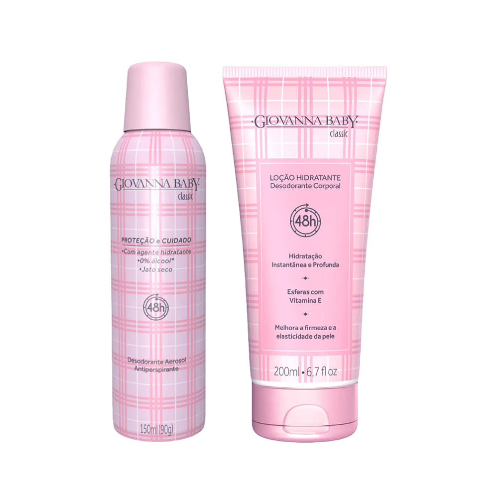Encontraproduto.com.br - Kit Beleza Giovanna Baby Desodorante Aerossol Blanc Classic 150ml + Giovanna Baby Loção Hidratante Desodorante Blanc Classic 200ml