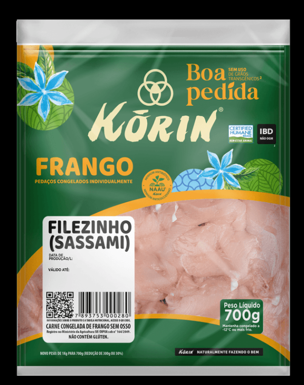 Encontraproduto.com.br - Filezinho Sassami de Frango IQF Korin Bandeja 700g