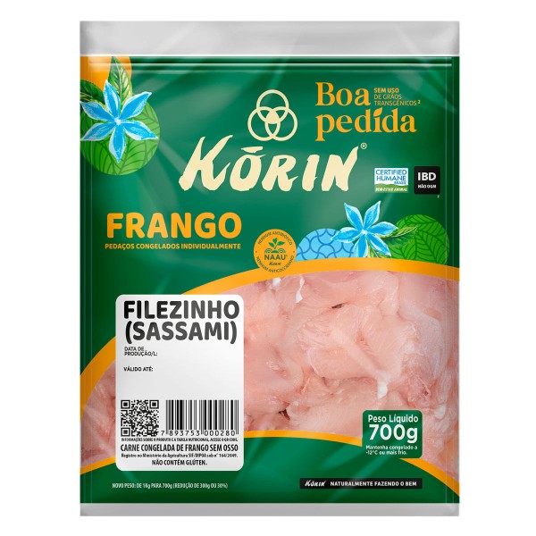 Encontraproduto.com.br - Filezinho Sassami de Frango IQF Korin Bandeja 700g