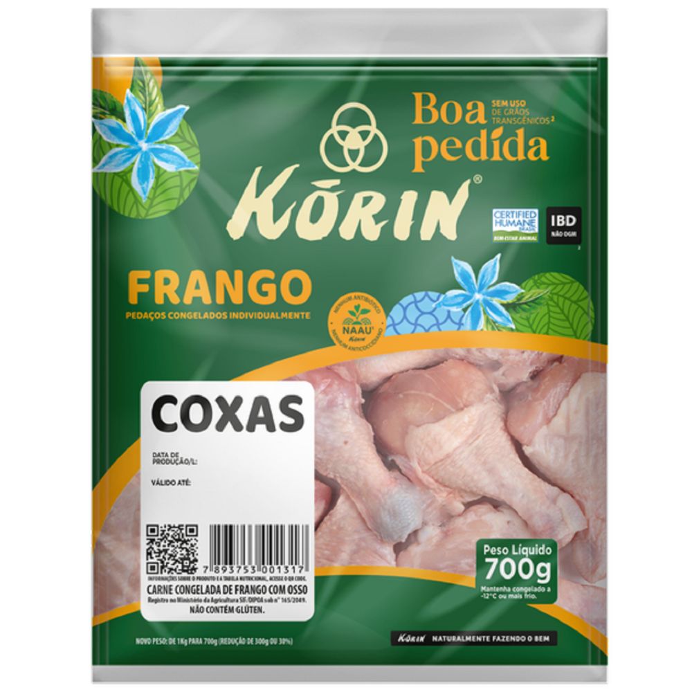 Coxa de Frango Congelada Pacote Korin 700g