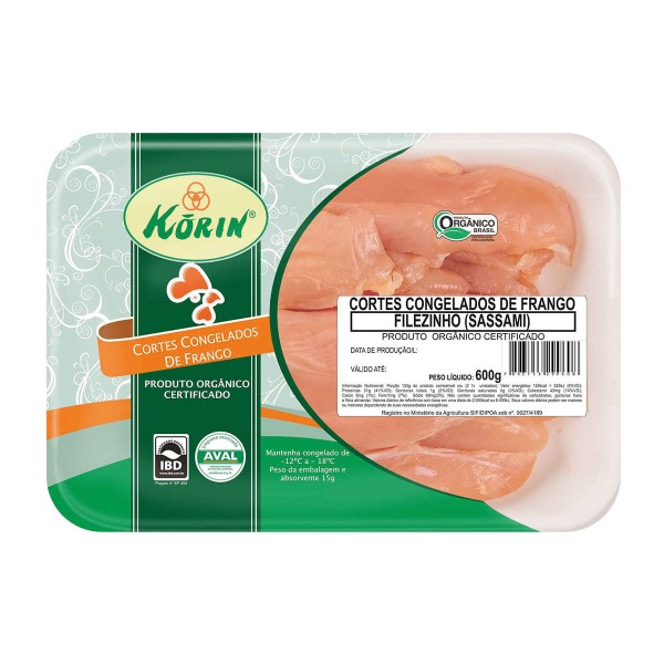 Encontraproduto.com.br - Filé Sassami de Frango Congelado Orgânico Korin 600g