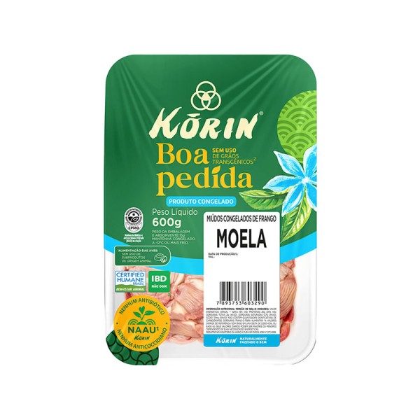 Encontraproduto.com.br - Moela de Frango Korin Sem Transgênico Congelado Embalagem 600g