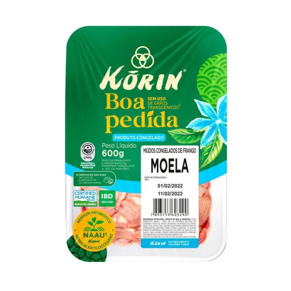 Encontraproduto.com.br - Moela de Frango Korin Sem Transgênico Congelado Embalagem 600g