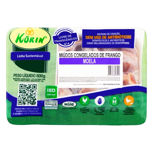 Encontraproduto.com.br - Moela de Frango Korin Sem Transgênico Congelado Embalagem 600g