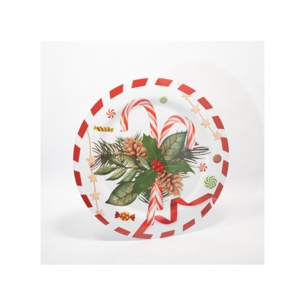 Encontraproduto.com.br - Kit 8 Sousplat De Natal Decoração Natalina Melamina 35cm