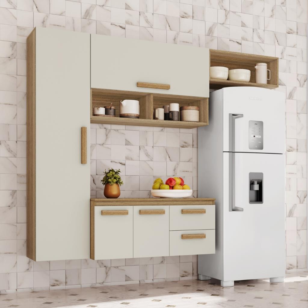 Cozinha Compacta Suspensa 4 Portas 2 Gavetas Smart Aramóveis
