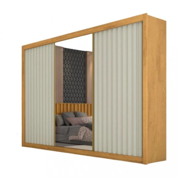 Encontraproduto.com.br - Guarda-Roupa Capelinha com 4 Portas e 3 Gavetas Moval Capri Castanho Wood e Off White