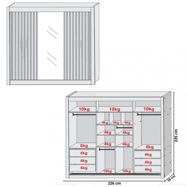 Encontraproduto.com.br - Guarda-Roupa Capelinha com 4 Portas e 3 Gavetas Moval Capri Castanho Wood e Off White