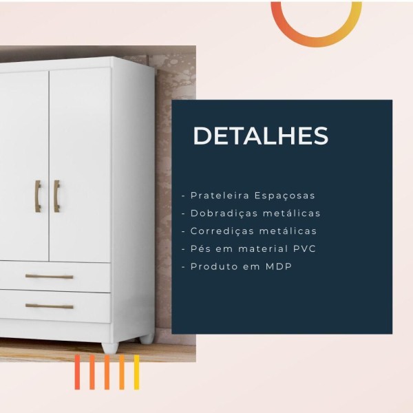 Encontraproduto.com.br - Guarda Roupa Solteiro com Pés 4 Portas 2 Gavetas Chile Moval