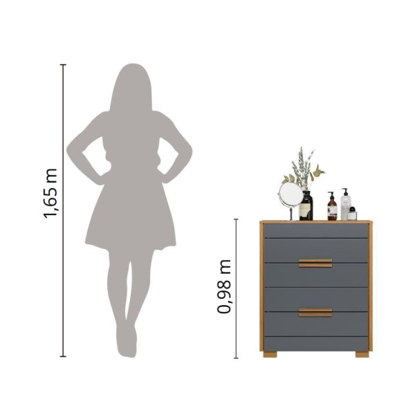 Encontraproduto.com.br - Cômoda Moval Dhara - Freijó e Cinza