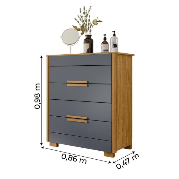Encontraproduto.com.br - Cômoda Moval Dhara - Freijó e Cinza