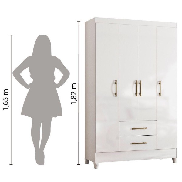 Encontraproduto.com.br - Guarda Roupa Solteiro com Pés 4 Portas 2 Gavetas Paraty Moval