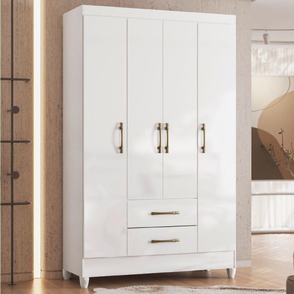Encontraproduto.com.br - Guarda Roupa Solteiro com Pés 4 Portas 2 Gavetas Paraty Moval