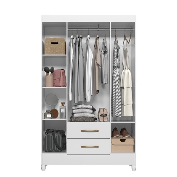 Encontraproduto.com.br - Guarda Roupa Solteiro com Pés 4 Portas 2 Gavetas Paraty Moval