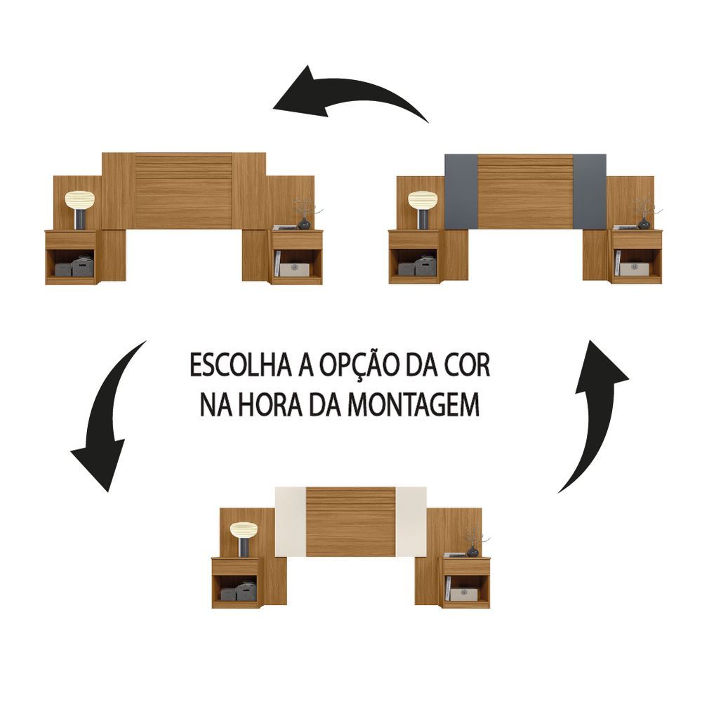 Encontraproduto.com.br - Cabeceira Extensível com 2 Mesas de Cabeceira Flex Araguaia Moval