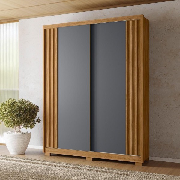 Encontraproduto.com.br - Guarda Roupa Solteiro Ripado com Pés 2 Portas de Correr Colorado Moval