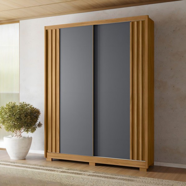 Encontraproduto.com.br - Guarda Roupa Solteiro Ripado com Pés 2 Portas de Correr Colorado Moval