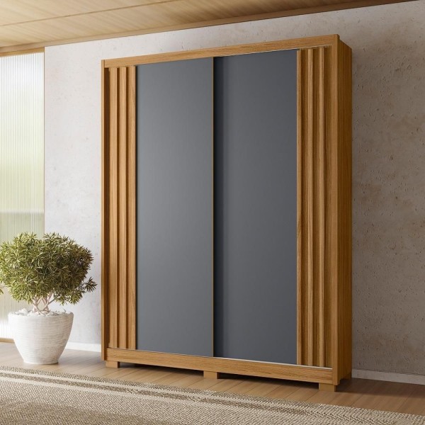 Encontraproduto.com.br - Guarda Roupa Solteiro Ripado com Pés 2 Portas de Correr Colorado Moval