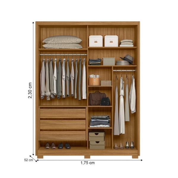 Encontraproduto.com.br - Guarda Roupa Solteiro Ripado com Pés 2 Portas de Correr Colorado Moval