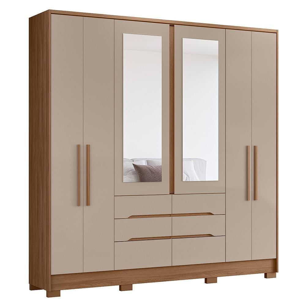 Encontraproduto.com.br - Guarda Roupa Casal com Espelho 6 Portas 3 Gavetas e Pés San Francisco Moval