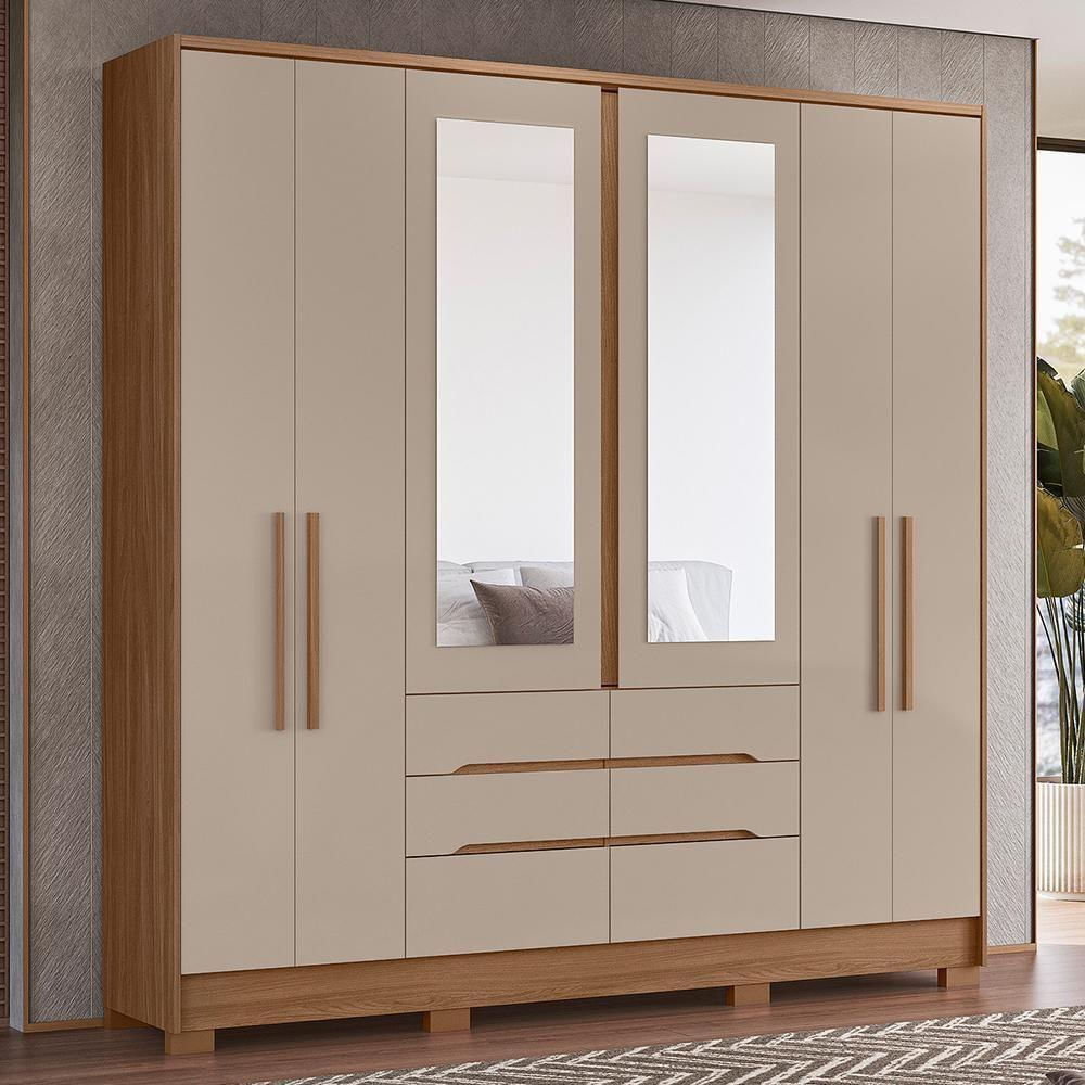 Encontraproduto.com.br - Guarda Roupa Casal com Espelho 6 Portas 3 Gavetas e Pés San Francisco Moval