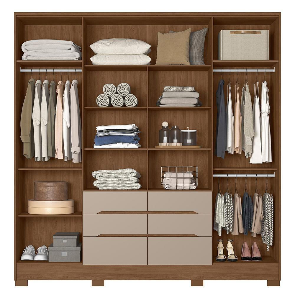 Encontraproduto.com.br - Guarda Roupa Casal com Espelho 6 Portas 3 Gavetas e Pés San Francisco Moval