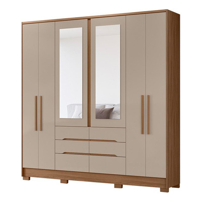 Encontraproduto.com.br - Guarda Roupa Casal com Espelho 6 Portas 3 Gavetas e Pés San Francisco Moval