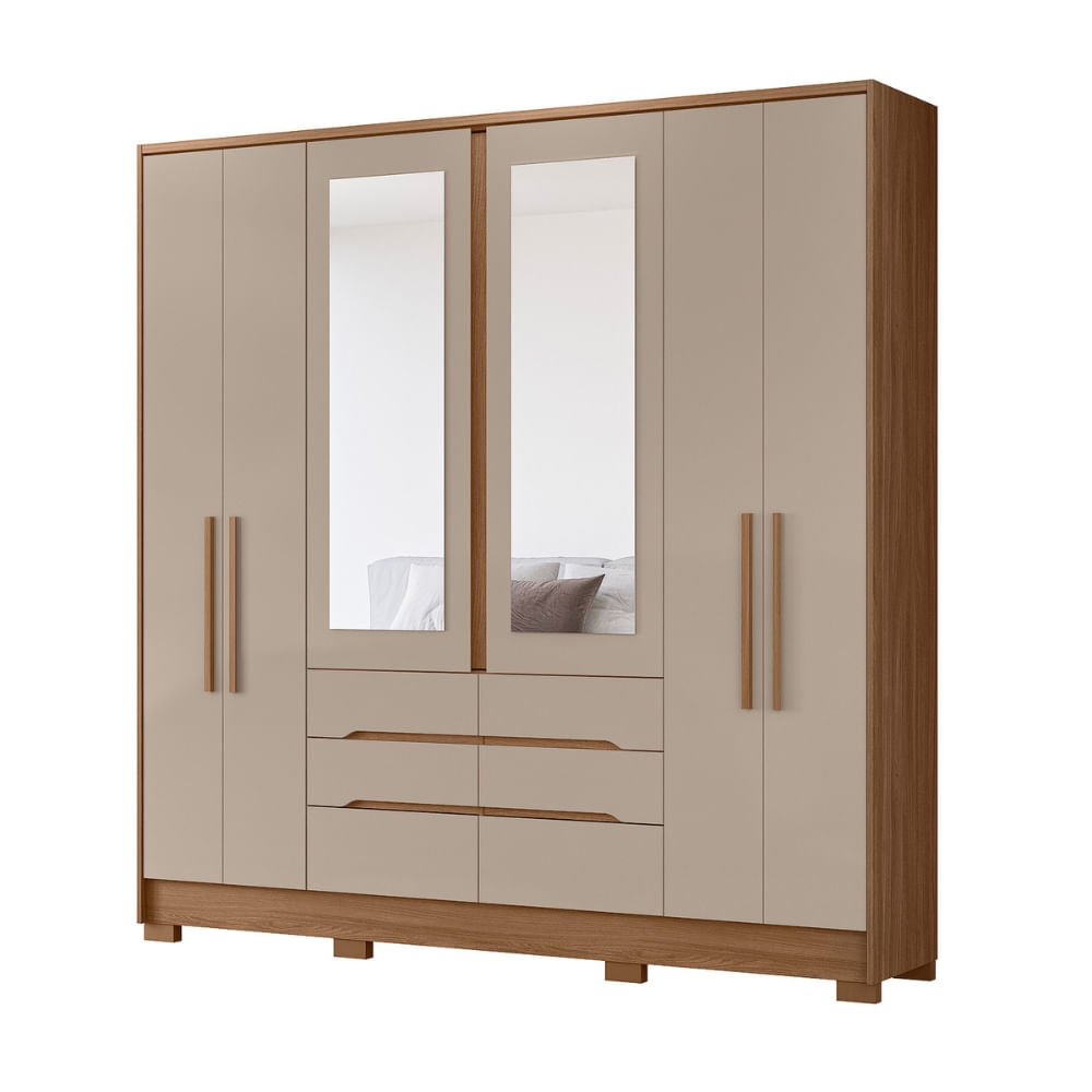 Encontraproduto.com.br - Guarda Roupa Casal com Espelho 6 Portas 3 Gavetas e Pés San Francisco Moval