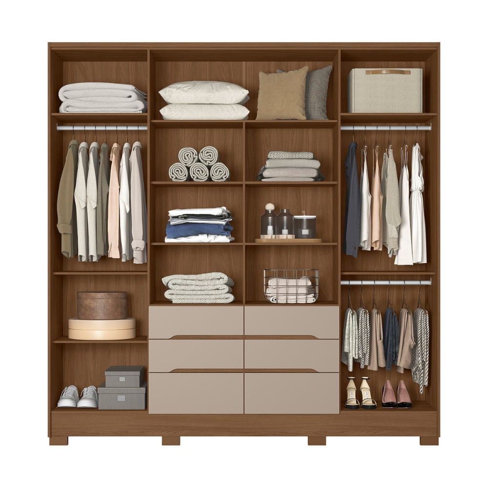 Encontraproduto.com.br - Guarda Roupa Casal com Espelho 6 Portas 3 Gavetas e Pés San Francisco Moval
