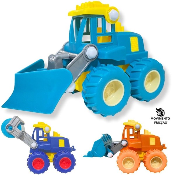 Encontraproduto.com.br - Trator De Brinquedo A Fricção Rodas Emborrachadas Resistente Cor:azul-claro