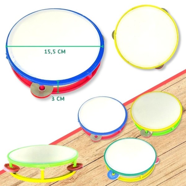 Encontraproduto.com.br - Kit 20 Pandeiros De Brinquedo Pandeirinho Infantil Colorido