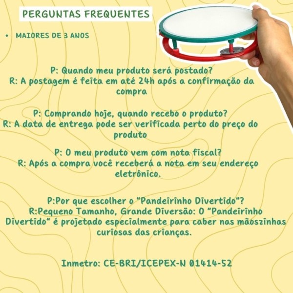 Encontraproduto.com.br - Kit 20 Pandeiros De Brinquedo Pandeirinho Infantil Colorido