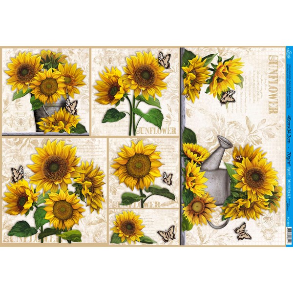 Encontraproduto.com.br - Papel para Decoupage Litoarte 49 x 34,3 cm - Modelo PD-898 Girassóis