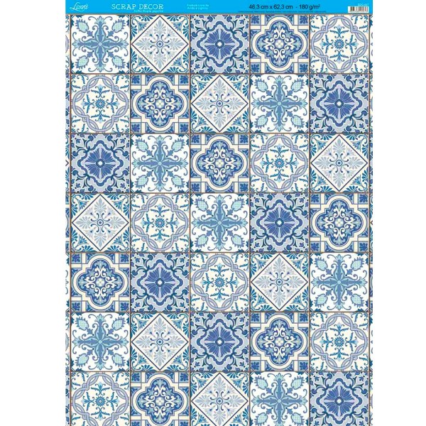 Página para Scrapbook Decor Duplo Gigante Litoarte 46,3 x 62,3 cm - Modelo SDG-007 Azulejos e Pastilhas