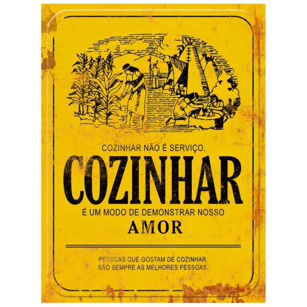 Aplique MDF e Papel Litoarte 8 cm - Modelo APM8-756 Rótulo Cozinhar não é Serviço