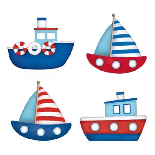 Aplique MDF e Papel Litoarte 3 cm - Modelo APM3-189 Barcos e Navios