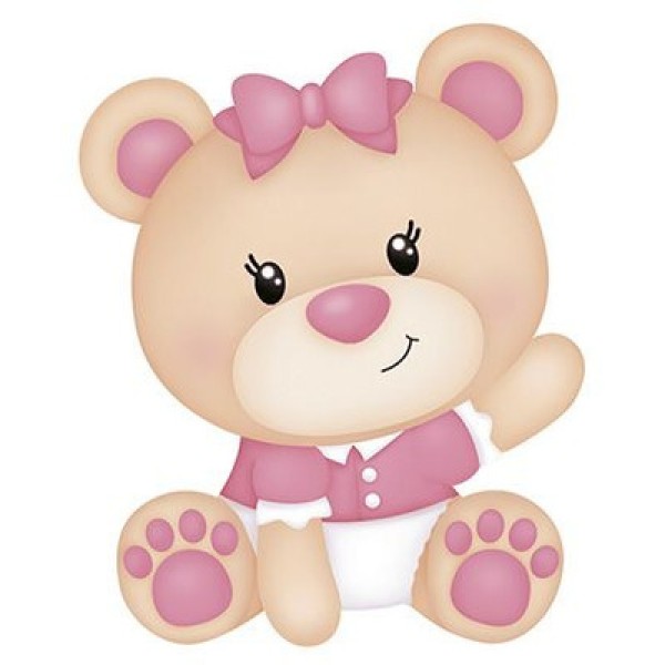 Aplique MDF e Papel Litoarte 8 cm - Modelo APM8-887 Ursinha Bebê