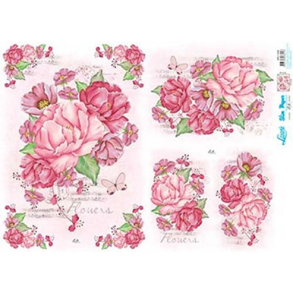 Encontraproduto.com.br - Slim Paper Decoupage Lili Negrão 33,8 x 47,3 cm - SPL1-006 Peônias