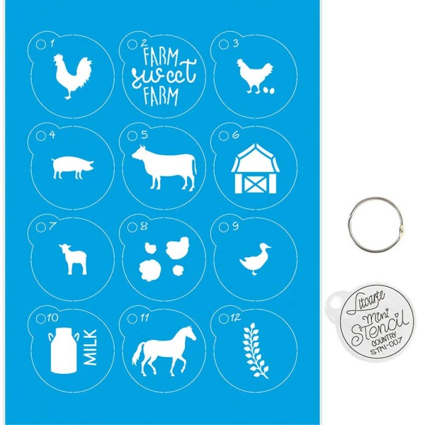 Kit Mini Stencil Chaveiro Country - STMI-007
