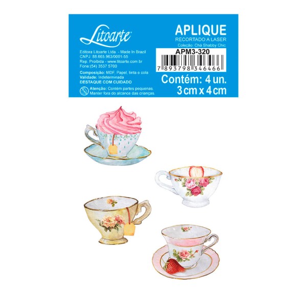 Encontraproduto.com.br - Aplique em MDF APM3-320 Chá Shabby Chic