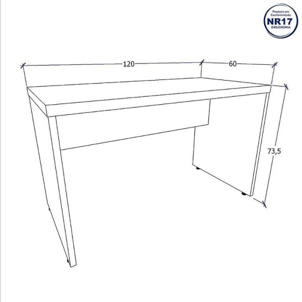 Encontraproduto.com.br - Mesa Para Estudos E Escritório Tampo 40mm 120cm Alto Padrão Macadâmia Com Branco