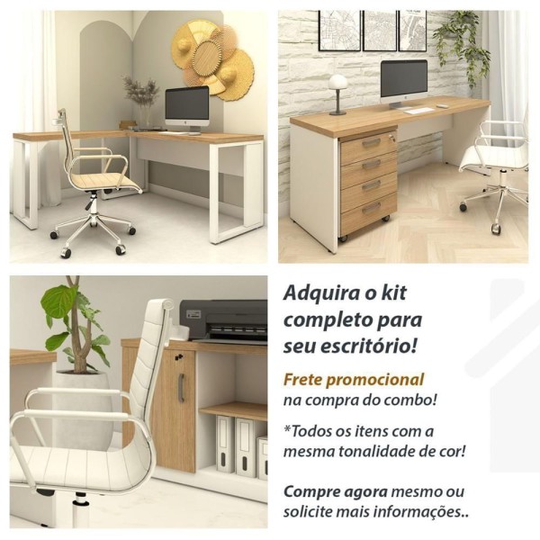 Encontraproduto.com.br - Mesa Para Estudos E Escritório Tampo 40mm 120cm Alto Padrão Macadâmia Com Branco