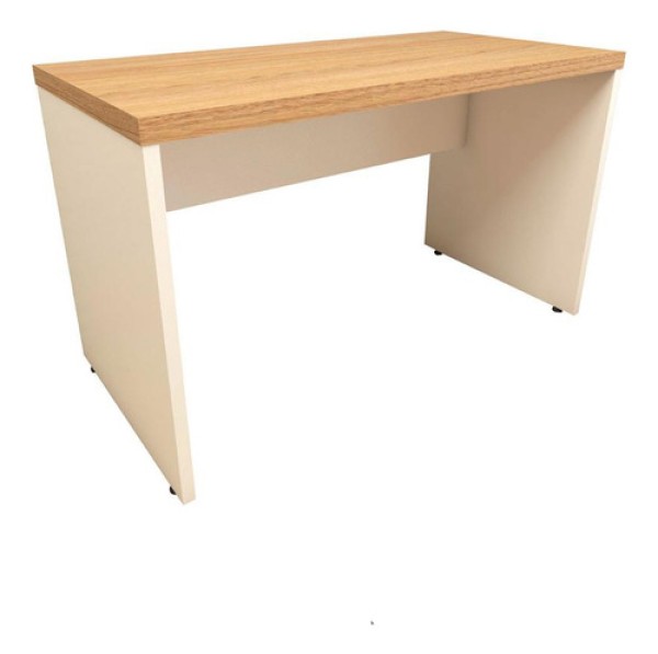 Encontraproduto.com.br - Mesa Para Estudos E Escritório Tampo 40mm 120cm Alto Padrão Macadâmia Com Branco